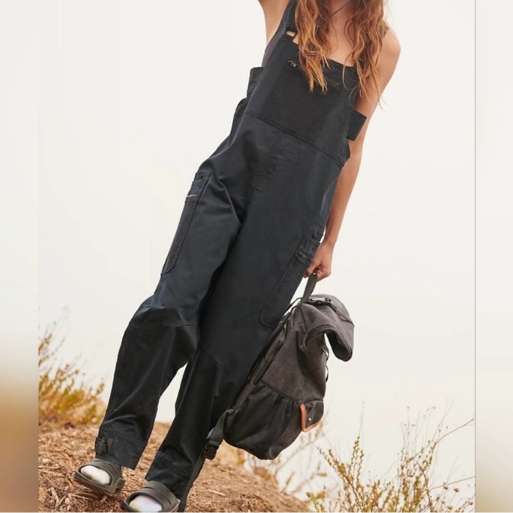 Free People Black Overalls